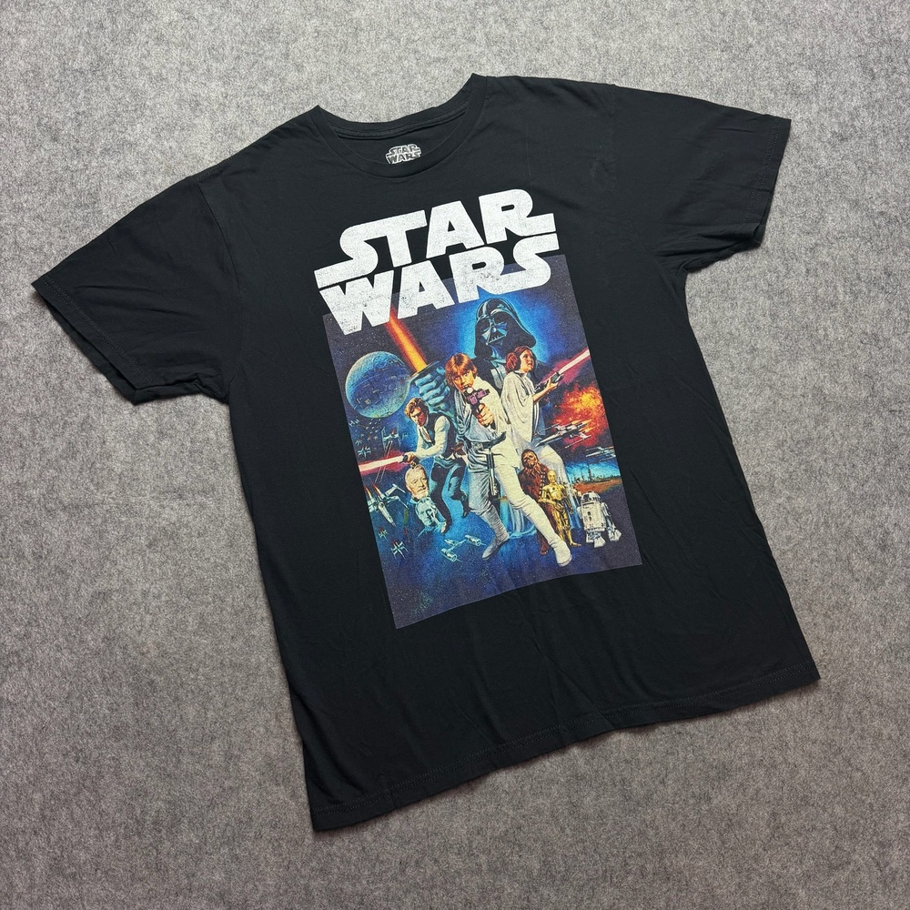Star Wars Shirt Mens Medium Black A New Hope Poster Graphic Movie Sci-Fi Tee